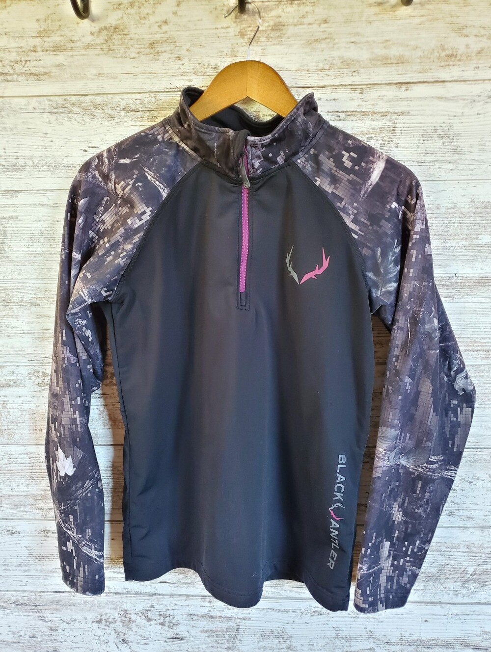 Black Antler Hunting Top Jacket Women 1/4 Zip Pullover Fleece Digital Camo